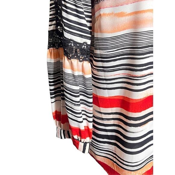 Karl Lagerfeld Long Sleeve Striped Button Up Blouse Size Medium - Picture 4 of 5